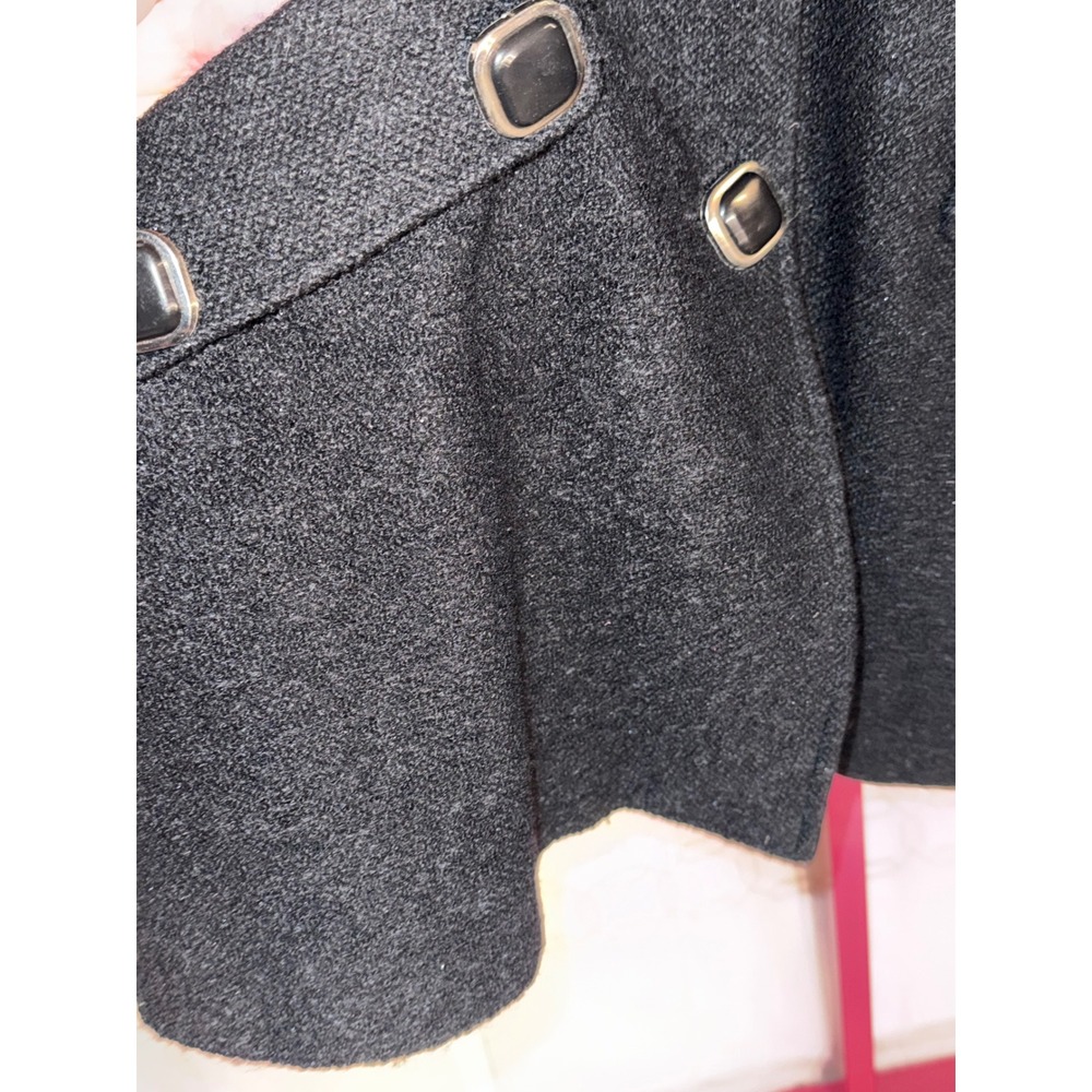 MaxMara Black Button Front Studded Sleeve Flare Coat Women's - Picture 5 of 13